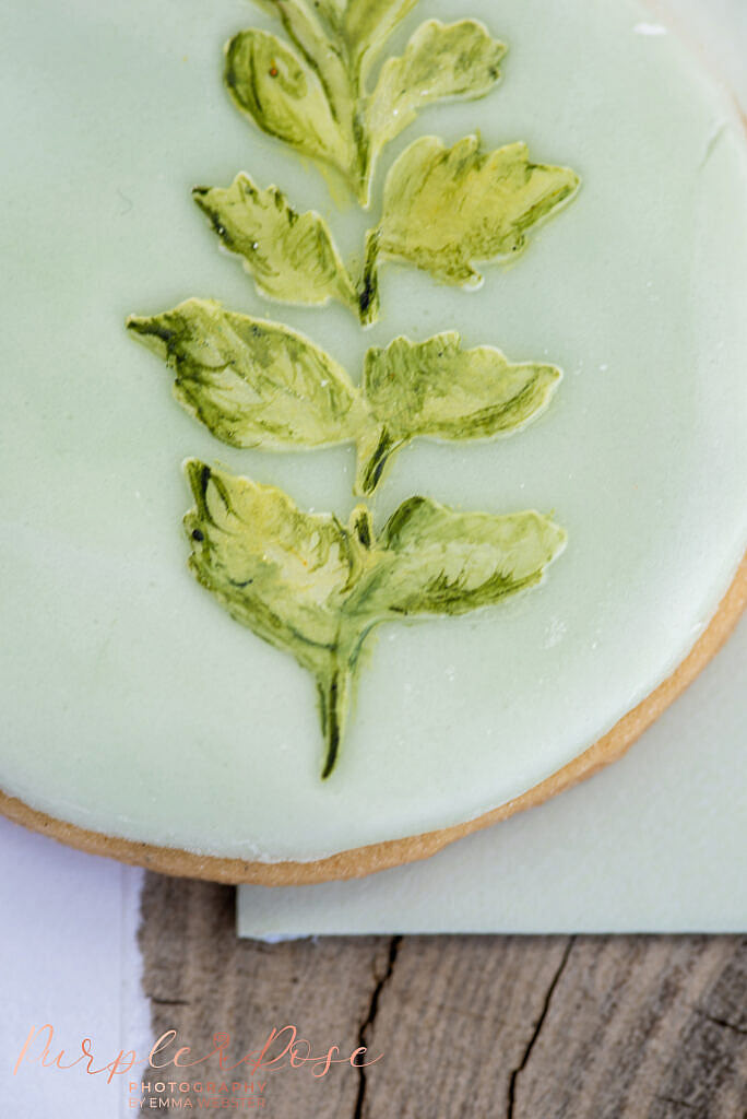 Close up of a green biscuit