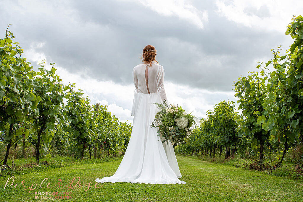 Bride walking away