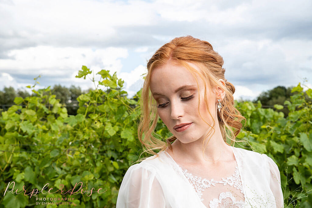 bride looking down