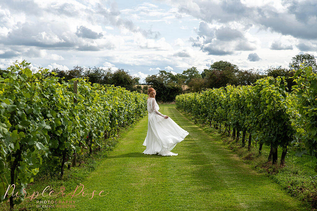 Bride running