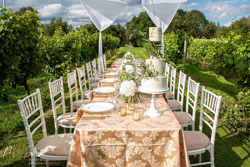 Intimate wedding breakfast set up