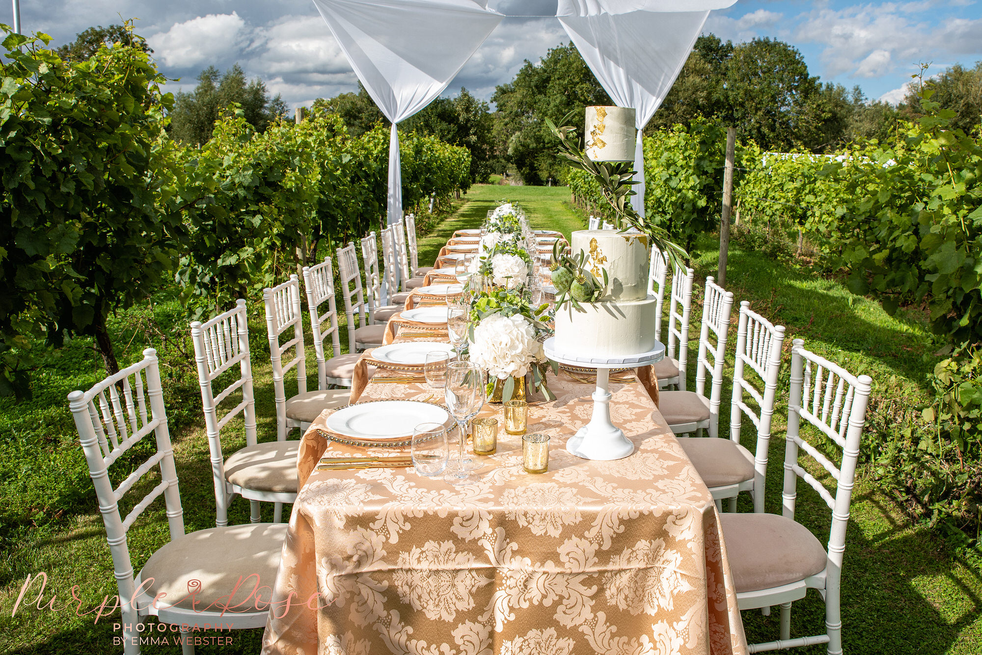 Intimate wedding breakfast set up