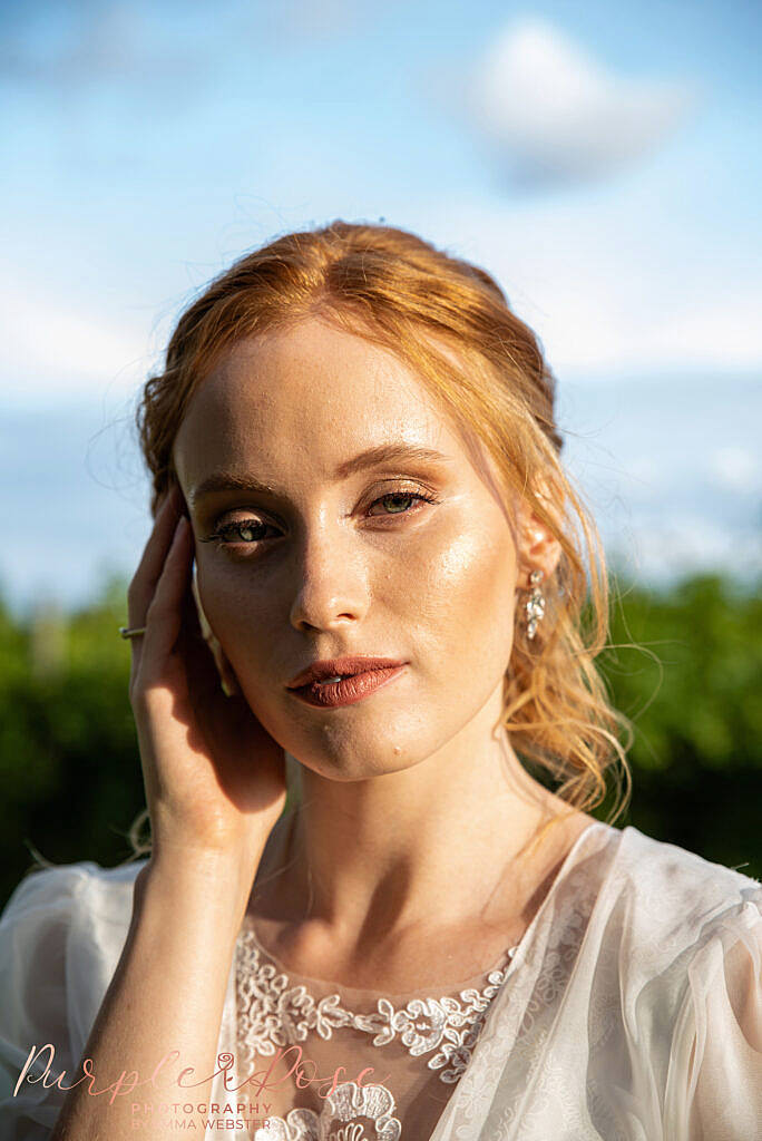 Bride bathed in golden light