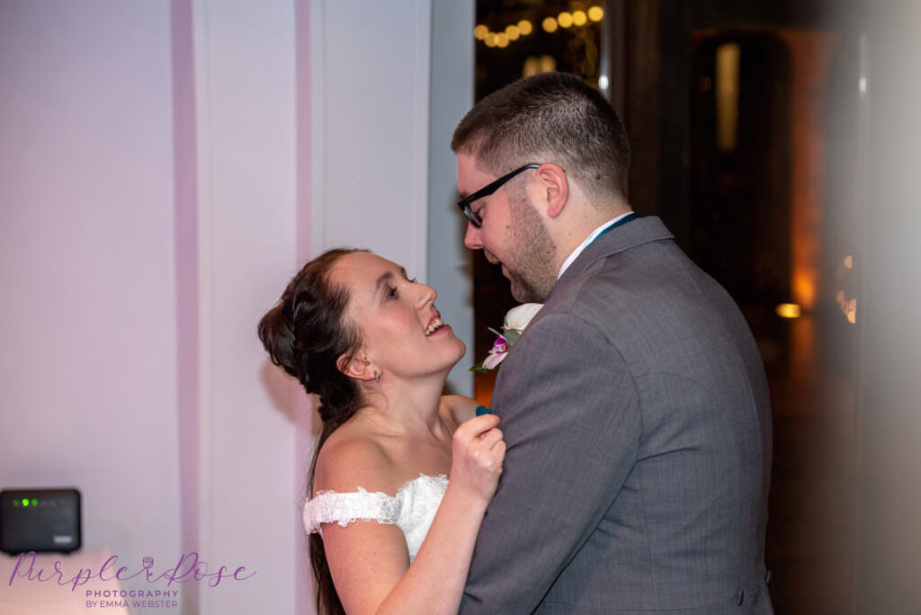 Bride and groom dancing