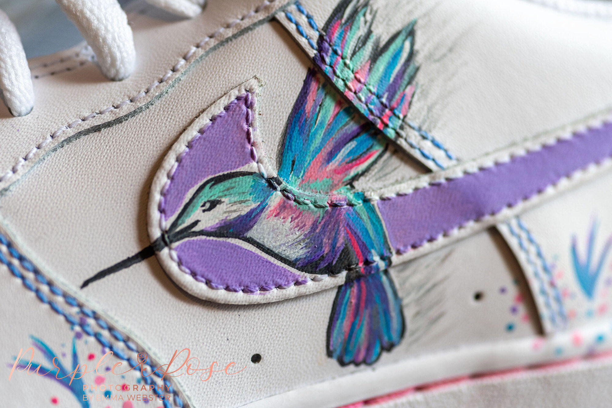Humming bird on brides shoe