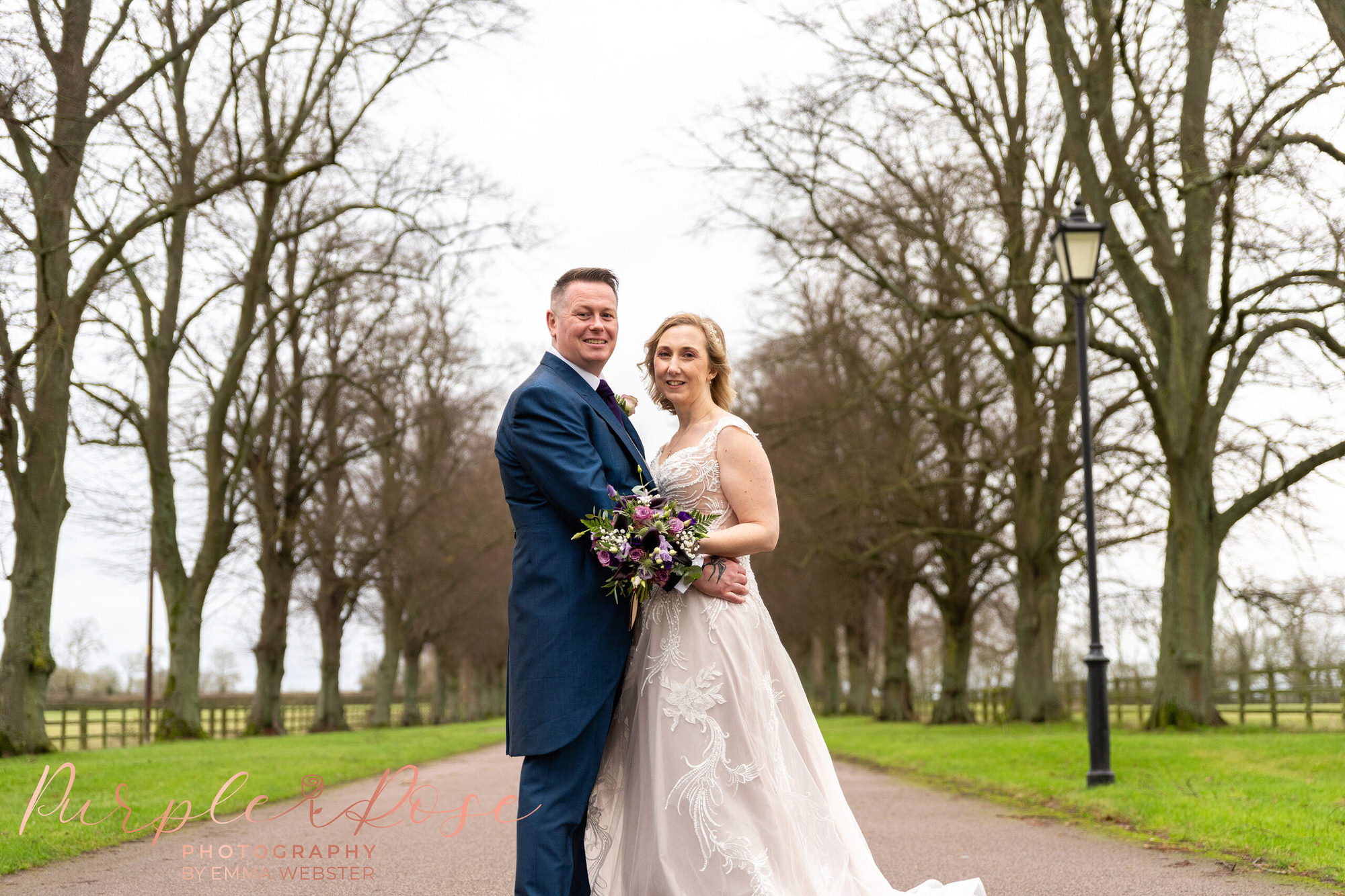 Bride and groom on a winter day