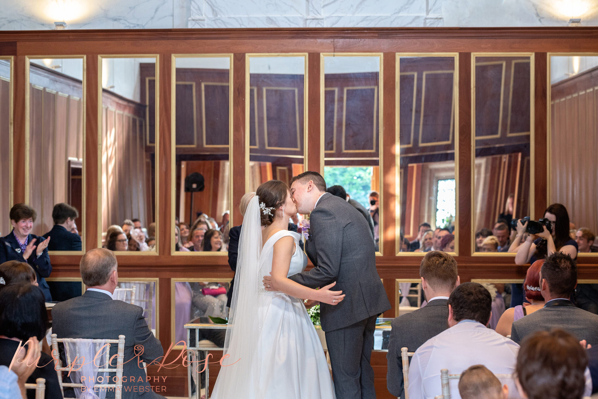 Bride and groom 1st kiss