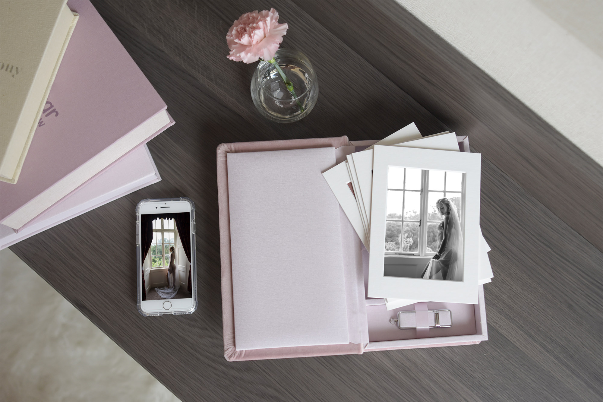 Folio box containing, bridal boudoir portraits