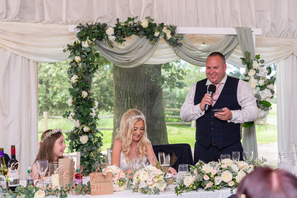 Photo of groom giving his speech on his wedding day in Northampton