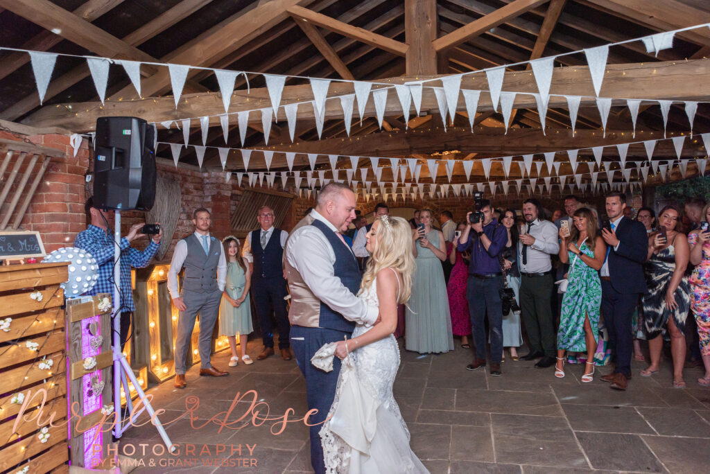 Photo of bride and groom dancing on their wedding day in Northampton