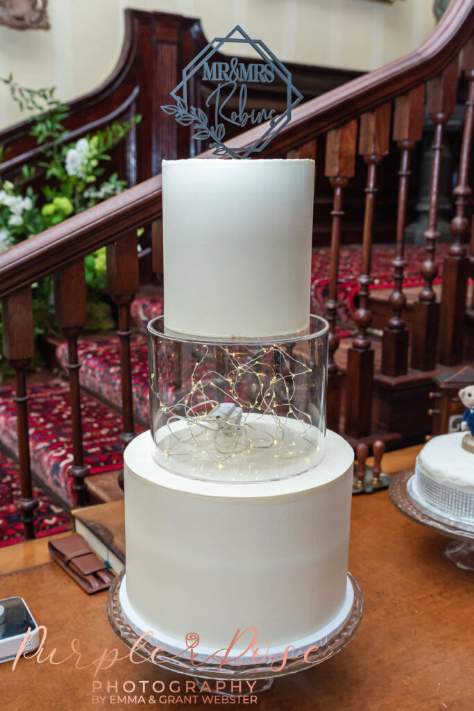 Photo of a wedding cake at a wedding in MIlton Keynes